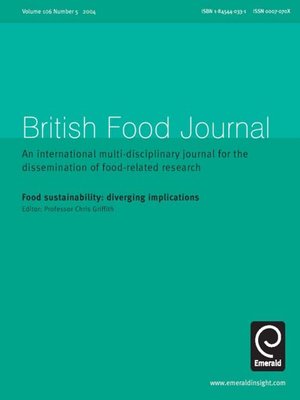 cover image of British Food Journal, Volume 106, Issue 5